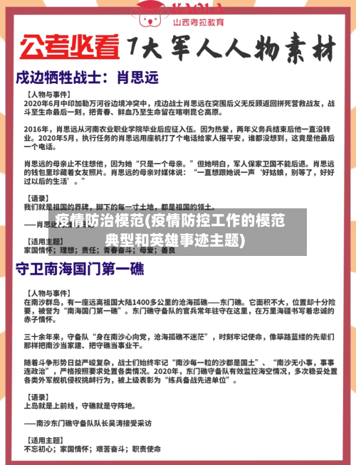 疫情防治模范(疫情防控工作的模范典型和英雄事迹主题)
